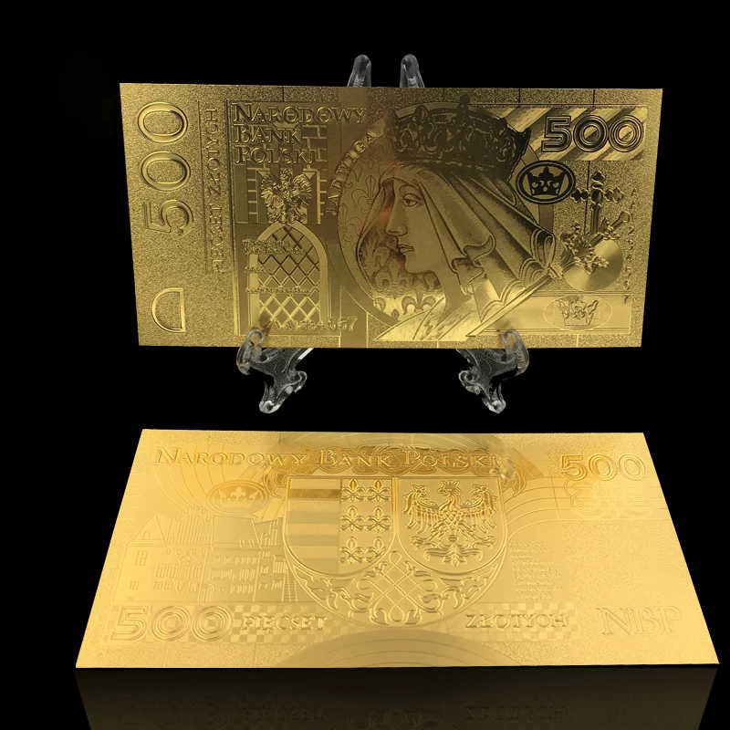 Горячее предложение, 1 шт., неизданный выпуск 1994 года, польская валюта, спроектированная цветная 24K позолоченная банкнота 500 злотых для банка, сувенирные подарки