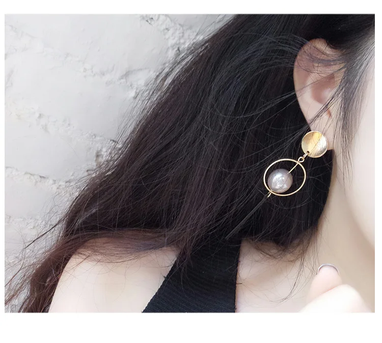Exaggerated 3D Geometric Long Earrings Temperament Hollow Pearl Dangle for Women Fashion Jewelry Brincos | Украшения и аксессуары