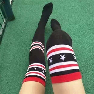 

Kerrilado New Fashion Autumn and Winter Knee Boots Star Stripes Stretch Socks D01