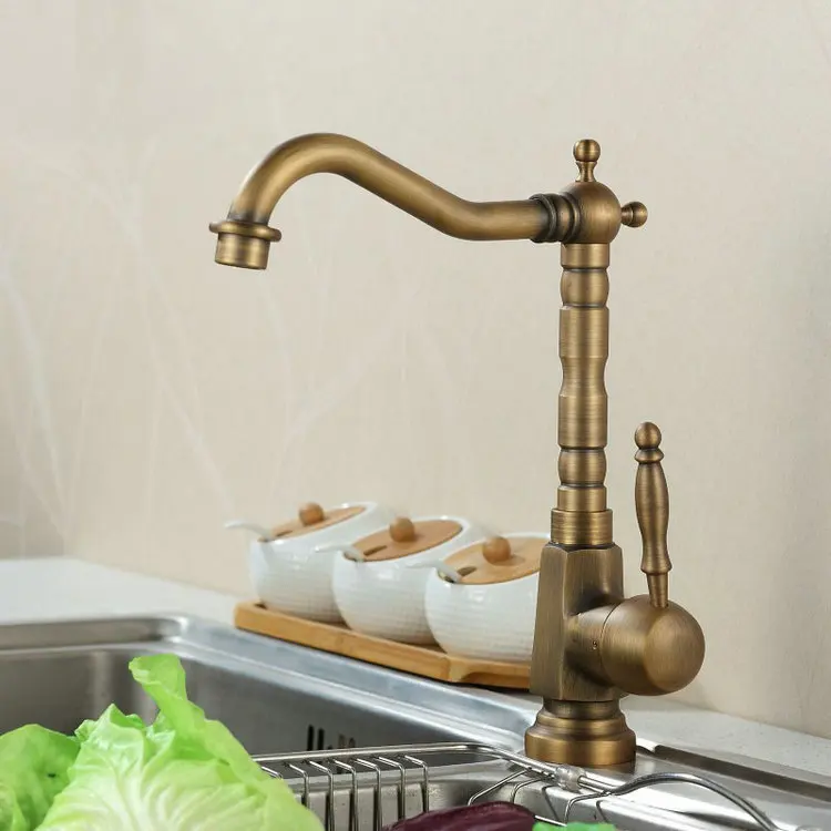 High Quality Kitchen Faucet Antique Brass Swivel Bathroom Basin Sink Mixer Tap Crane