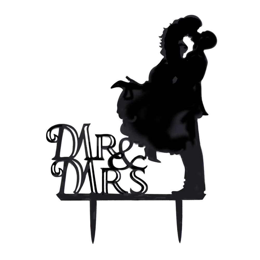 Свадебный торт Топпер невесты жениха Mr Mrs Свадебные украшения акриловый черный