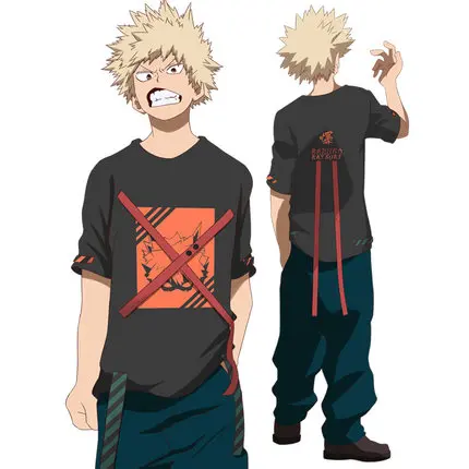 Аниме мой герой Академии Bakugou Katsuki Boku без герой Костюмы для косплея Для женщин Для мужчин летняя хлопковая футболка и штаны, костюм