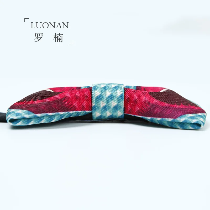Men's bow tie blue rose red checkered shark original print bowknot groom wedding fun gift box |