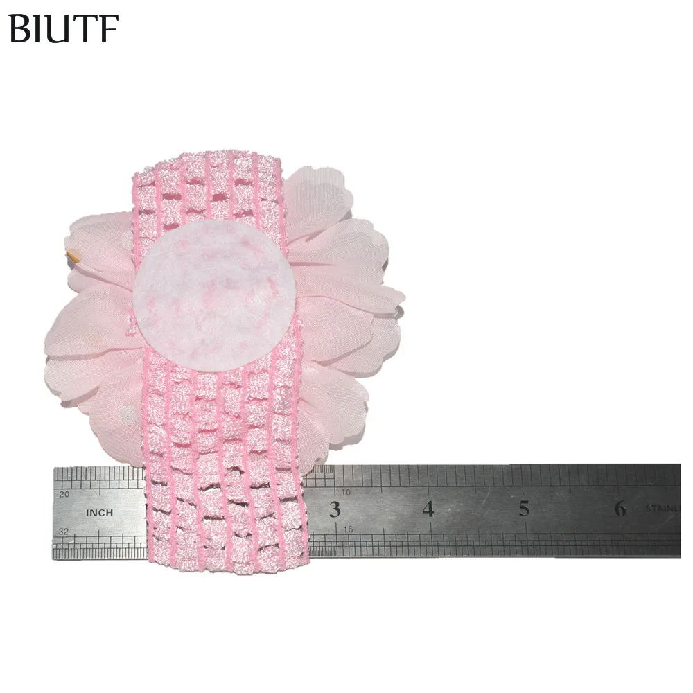 50 шт./лот разноцветная эластичная повязка на голову с узором кроше 10 см шифоновая