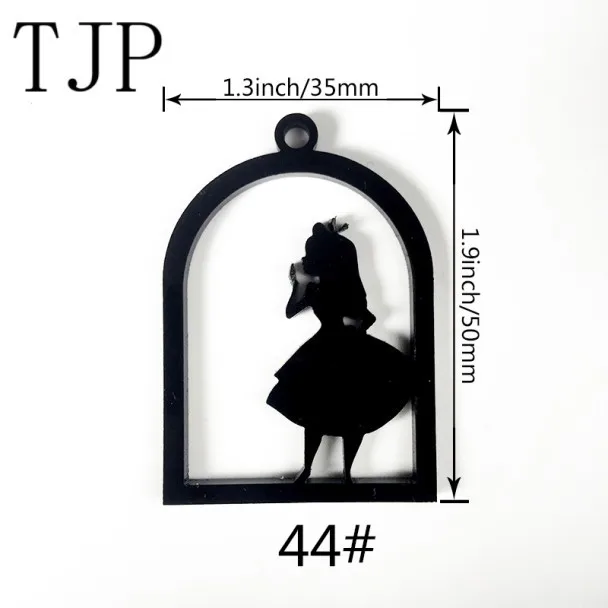TJP 3 шт./партия, Сова, кролик, улитка, замок, ангел, акриловая рамка, подвеска, Золотой шарм, установка кабошона, установка, УФ смола, Шарм - Цвет: 44
