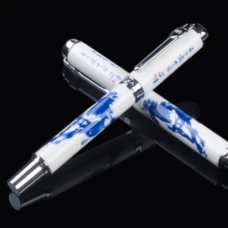 Роскошная перьевая ручка Jinhao 950 из сине белого фарфора с китайской каллиграфией и