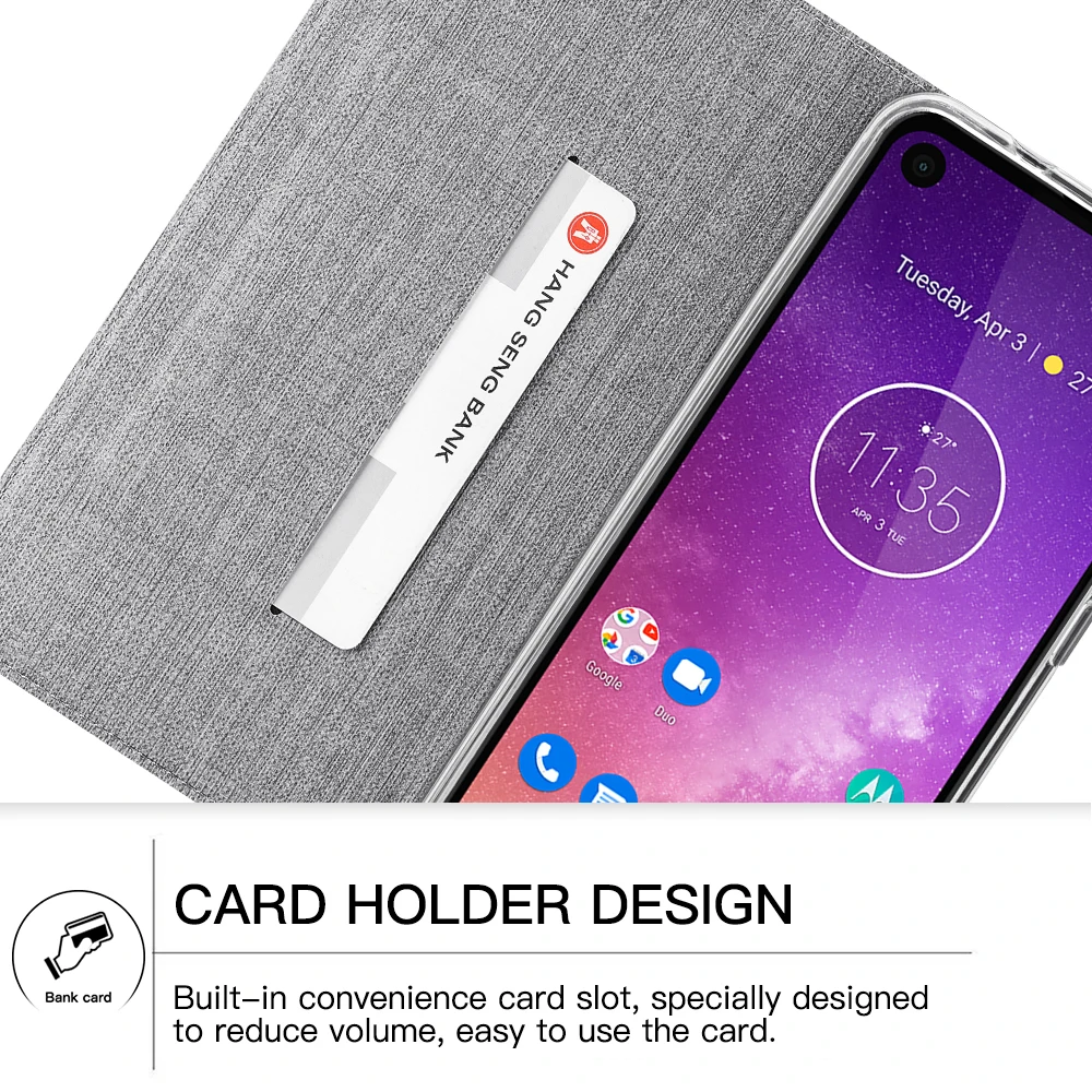 Винтажный тканевый чехол-книжка для Motorola Moto One Vision, кошелек с отделением для карт, магнитный чехол-книжка для Motorola Moto One Vision