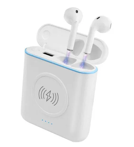 white and blue XT6 bluetooth-наушников TWS стерео гарнитура Близнецов с 5200 мА/ч, Беспроводной телефон Зарядное устройство чехол для iPhone X 8 7 Plus Xiaomi для samsung - Цвет: white and blue