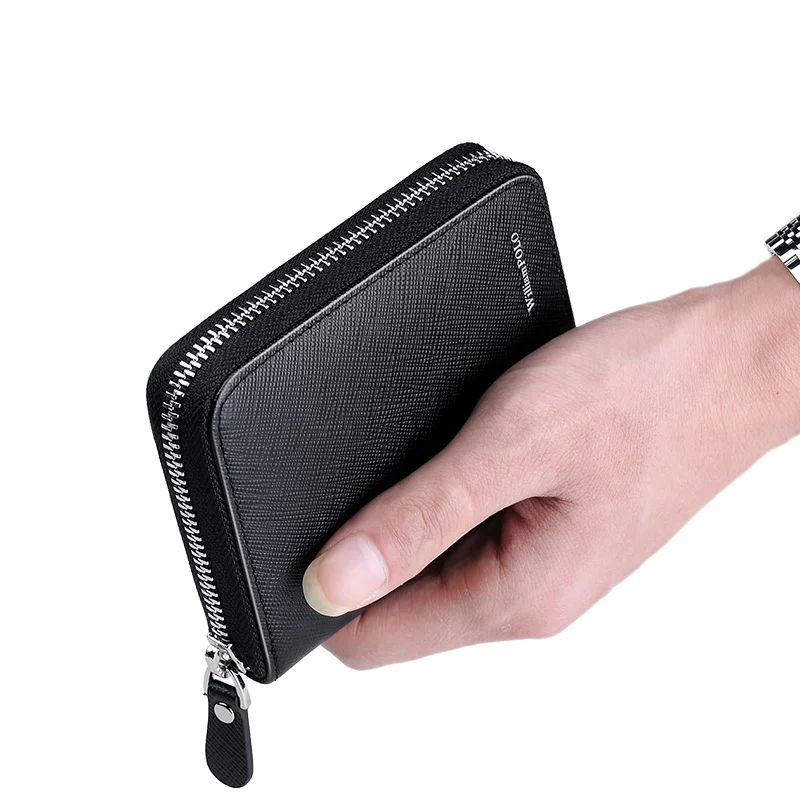 Маленький кошелек на молнии из 100% кожи WILLIAMPOLO Mini PL171320|Мужские кошельки| |