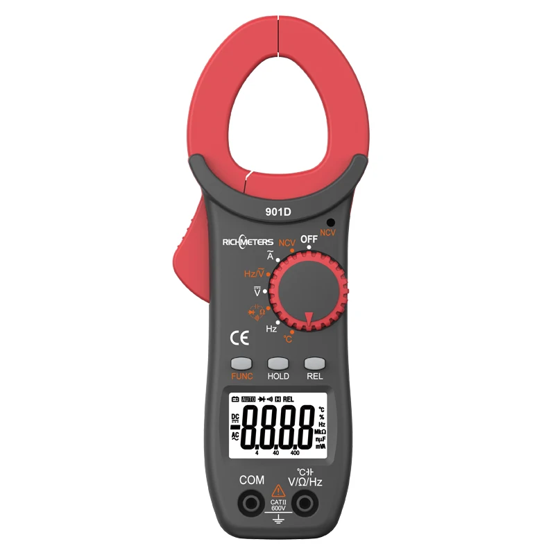 RM901D RICHMETERS RM901D Цифровые токоизмерительные клещи 4000 отсчетов бесконтактная проверка напряжения переменного автоматическими настройками AC/DC Напряжение частота сопротивление постоянной ёмкости, универсальный конденсатор диод Temperatu - Цвет: RM901D