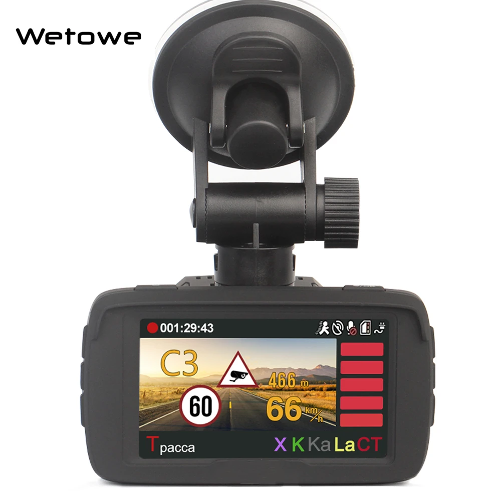 Видеорегистратор Wetowe T81 3 в 1 Автомобильный видеорегистратор Камера Ambarella A7 радар