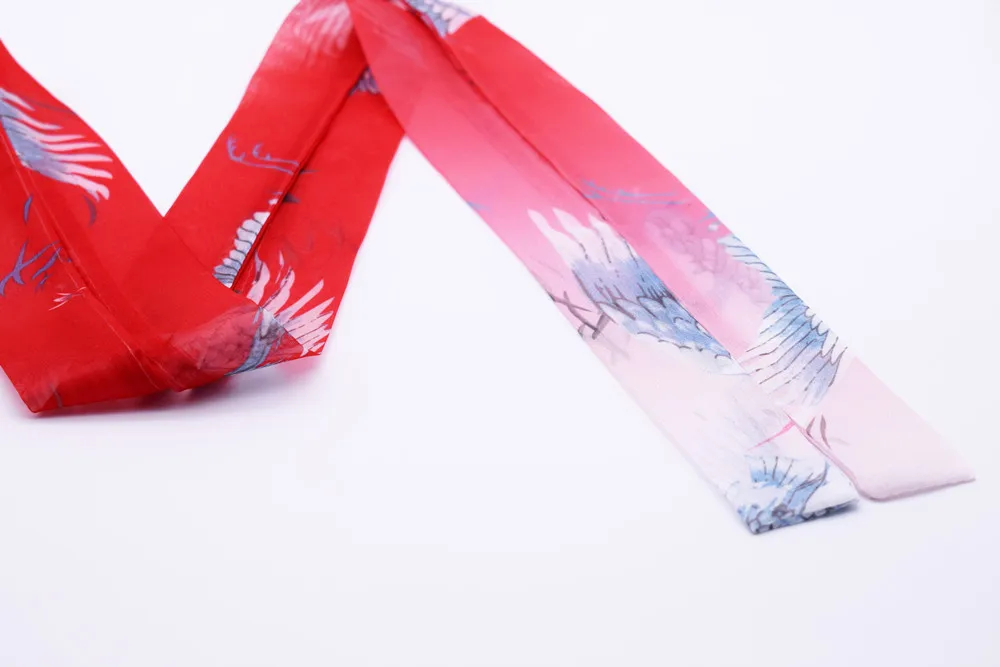high quality Chiffon Antique hanfu cos hair band costume studio cranes printing hair rope hair restoring ancient ways