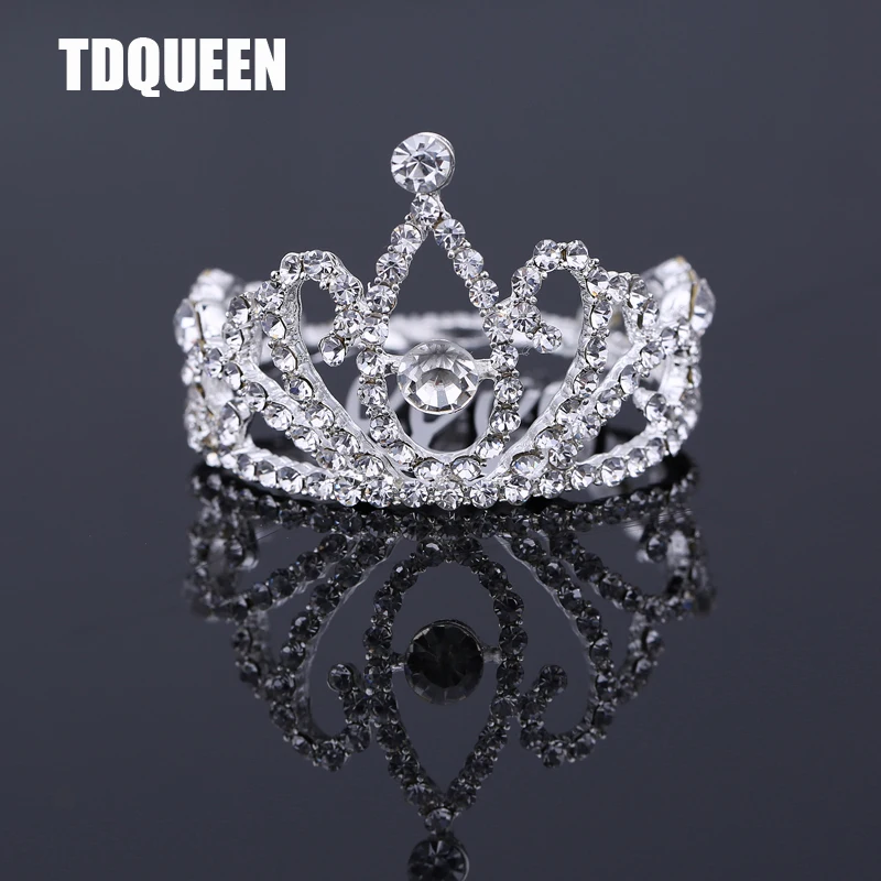 TDQUEEN диадемы и короны для маленьких девочек Полный Круглый Стразы Вечерние держатель для волос ювелирные изделия Модные свадебные гребень для волос аксессуары