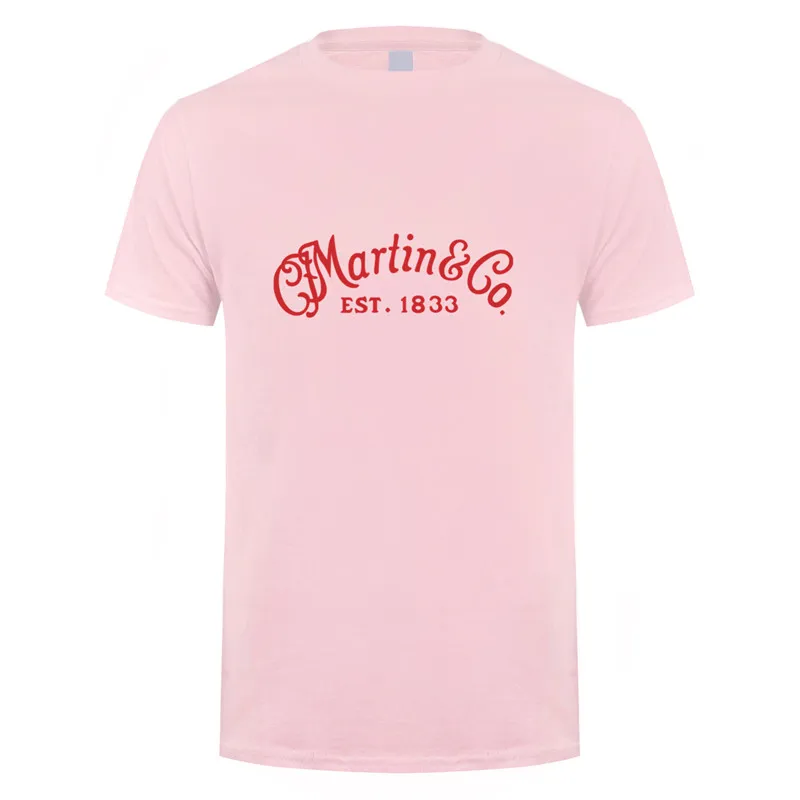Light Pink Cf Martin гитары футболка Летняя с коротким рукавом Хлопок музыка футболка с гитарами Мужская футболка Топы тройники LH-078 - Цвет: Light Pink