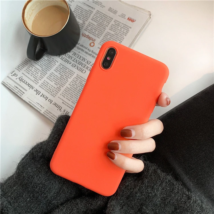 Крутой флуоресцентный оранжевый зернистый чехол для телефона для iphone XS Max XR 8 7 6S 6 Plus полное заднее покрытие Мягкий ТПУ чехол s Capa