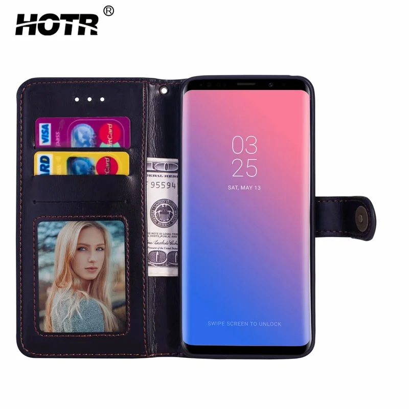 Из искусственной кожи Кошелек Чехол покрытие для samsung Galaxy S9 плюс Флип карты