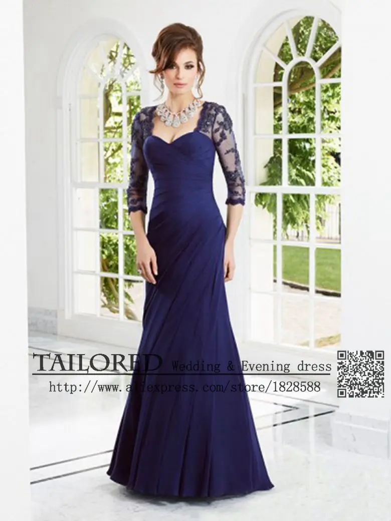 Мать невесты платья три четверти рукав феста элегантный русалка с длинным