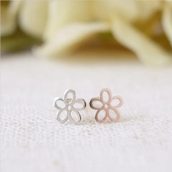 WJZB модные розовые серьги гвоздики с пятью листьями цветком|flower stud earrings|fashion