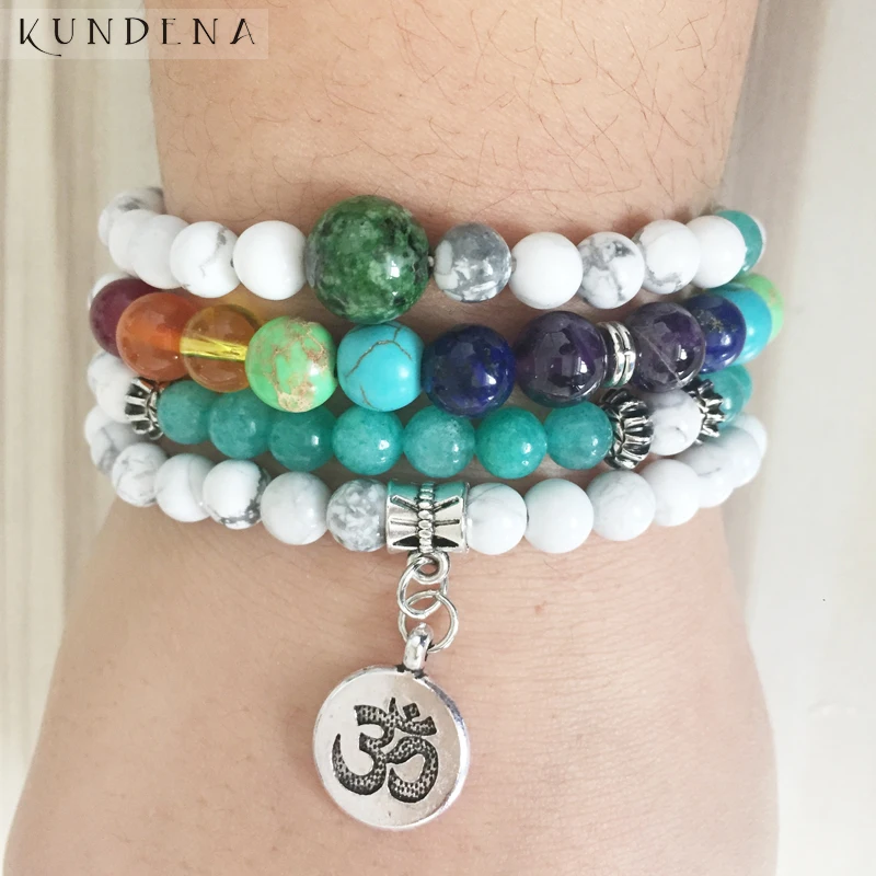 Браслет для йоги с надписью Calm Lotus Buddha Tree Hamsa женский браслет 7 чакрами Howlite на