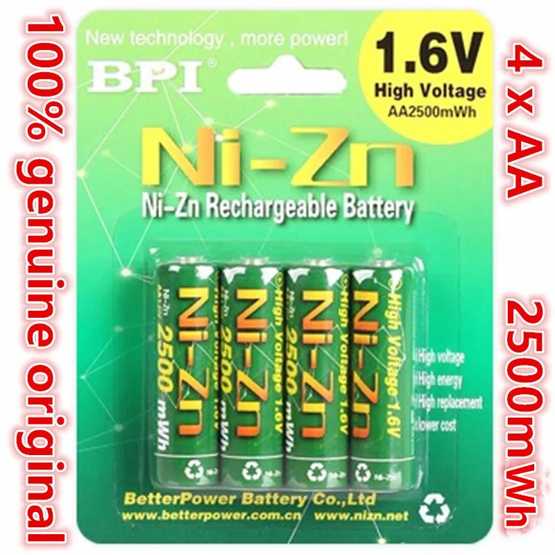 4 шт./лот оригинальный аккумулятор BPI AA 2500mWh 1 6 в 5 NI-Zn низкие саморазрядные батареи