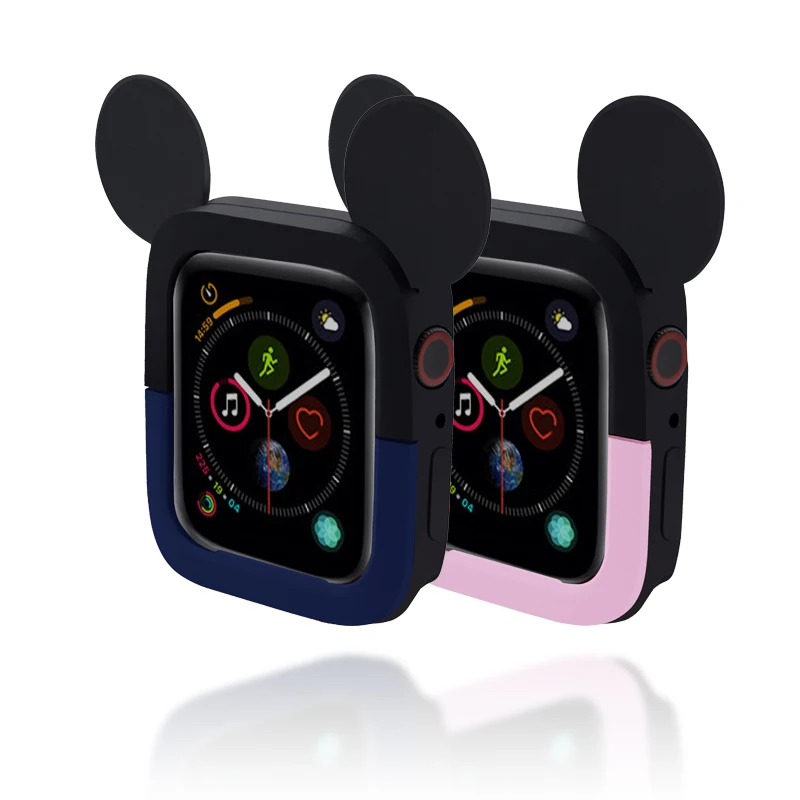 Силиконовый чехол для часов Apple Watch 4 милый защитный с Микки iwtch 44 мм 40 защитная