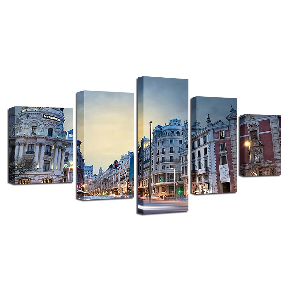 Холст фотографии Wall Art Framework Гостиная Home Decor 5 шт. испанский здание пейзажная