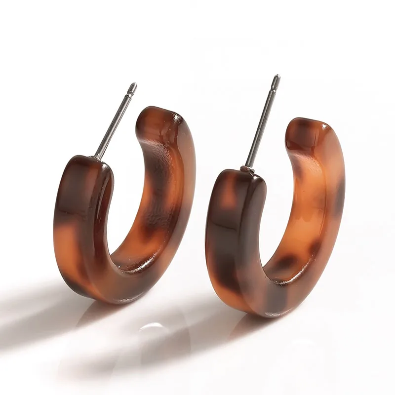 Женские круглые серьги с геометрическим рисунком Tortoiseshell акриловые леопардовые