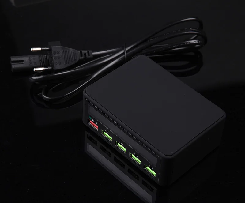 Мульти USB зарядное устройство 50 Вт 5 портов быстрое с QC 3 0 Быстрая зарядка LCD умная