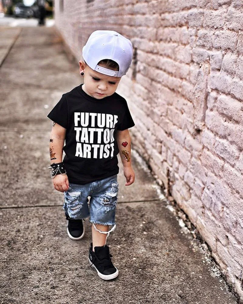 Future Tattoo Artist Милая футболка для малышей футболки с рисунком татуировки Детская