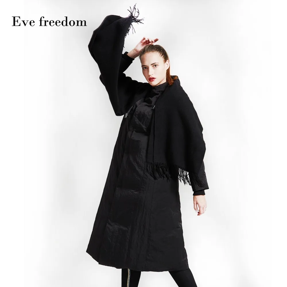 Пуховик для женщин зимний теплый свободный пуховик Eva Freedon брендовый длинный