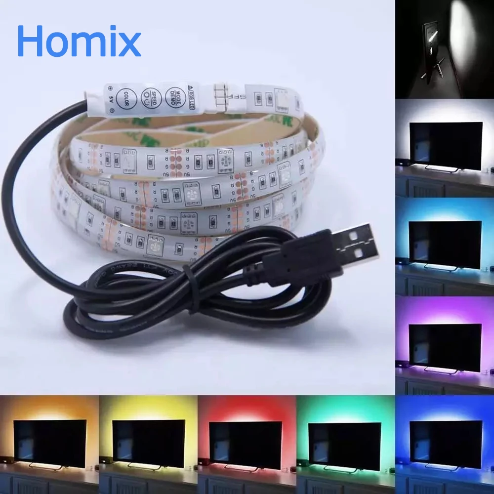 USB блок питания Светодиодная лента usb 5050 rgb 50/100/200 см водонепроницаемая управления