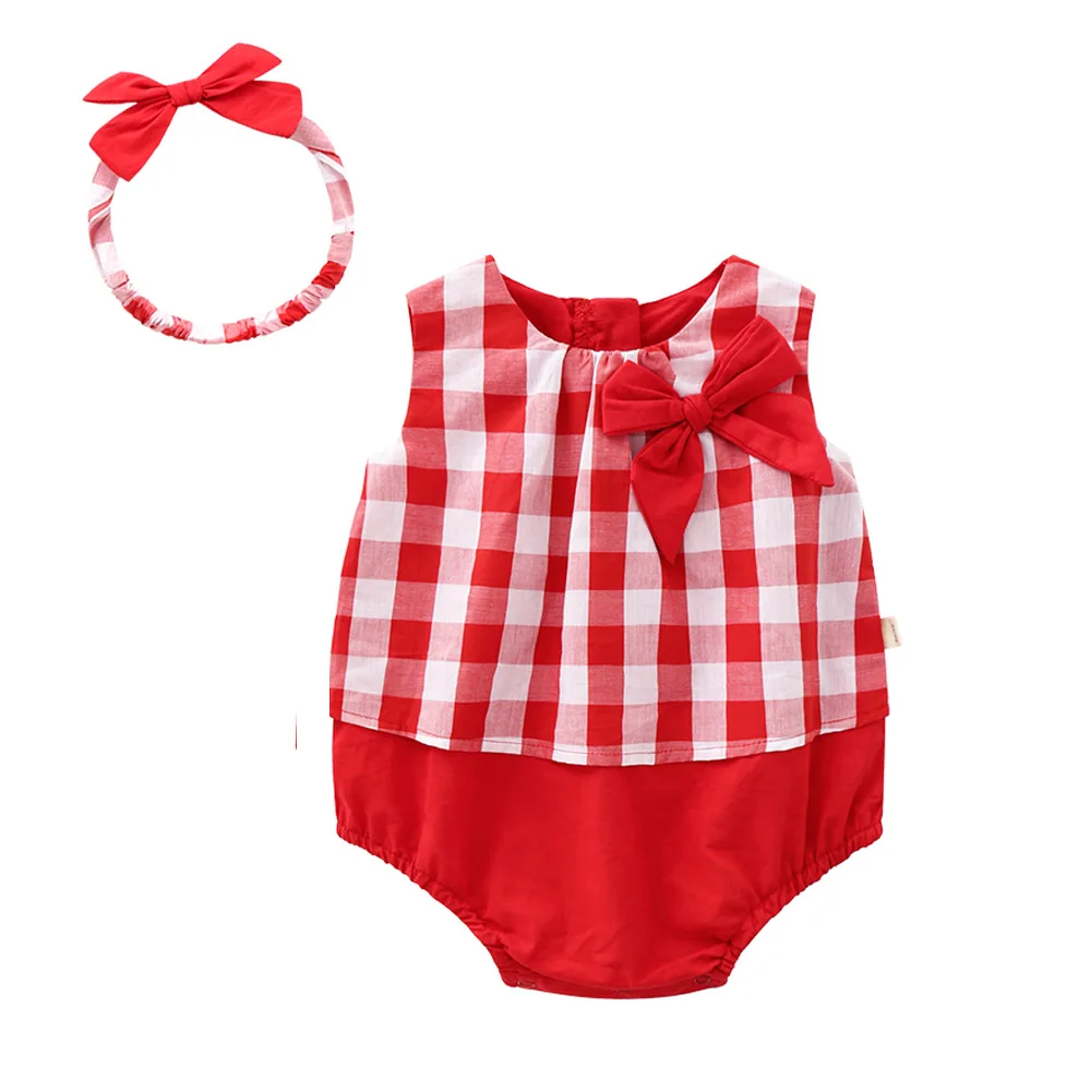 2019 Летний комбинезон из чистого хлопка для новорожденных девочек без рукавов с