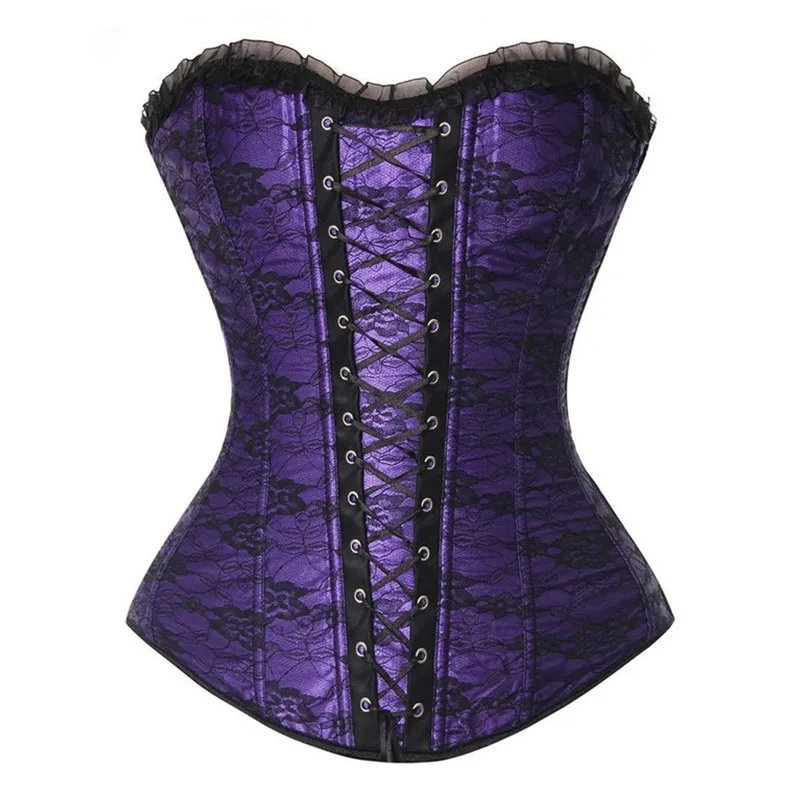 Пикантные Бурлеск кружевным верхним слоем на шнуровке сатин пластиковых