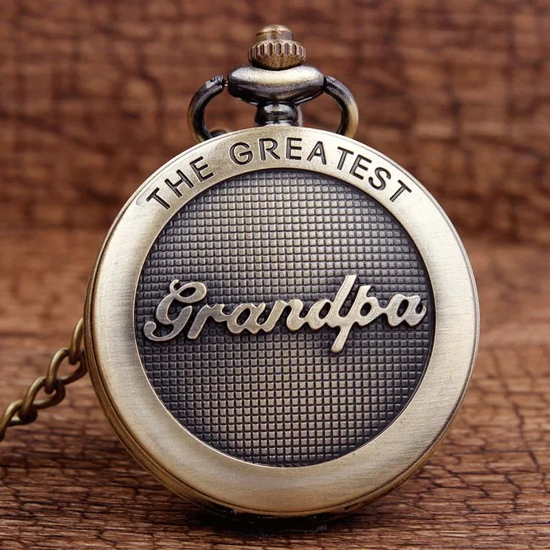 The Greatest Grandpa 5 цветов для моего дедушки кварцевые карманные часы I LOVE YOU FOREVER с лазерной гравировкой ожерелье часы на ремешке с цепочкой для мужчин дед подарок на день рождения - Цвет: The Greatest Grandpa