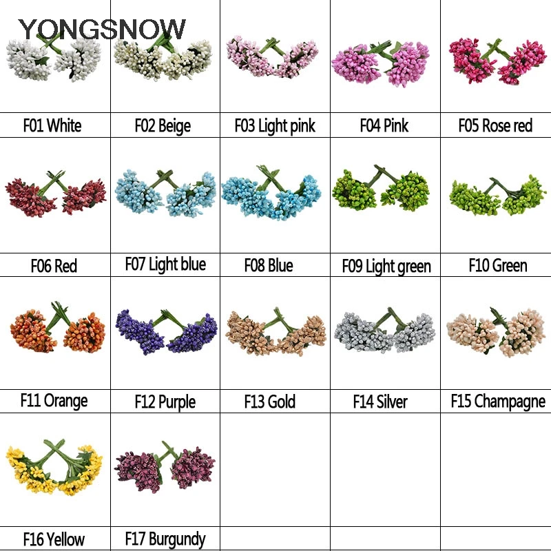 

24pcs Artificial Stamen Flowers DIY Wreath Home Wedding Party Decoration Berry Pistil Handmade Scrapbooking Craft Fake Flowers