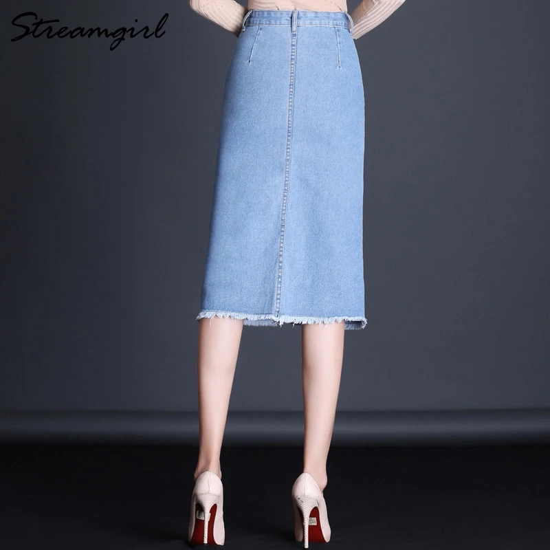 Длинная джинсовая юбка карандаш большого размера женская летняя длинная с