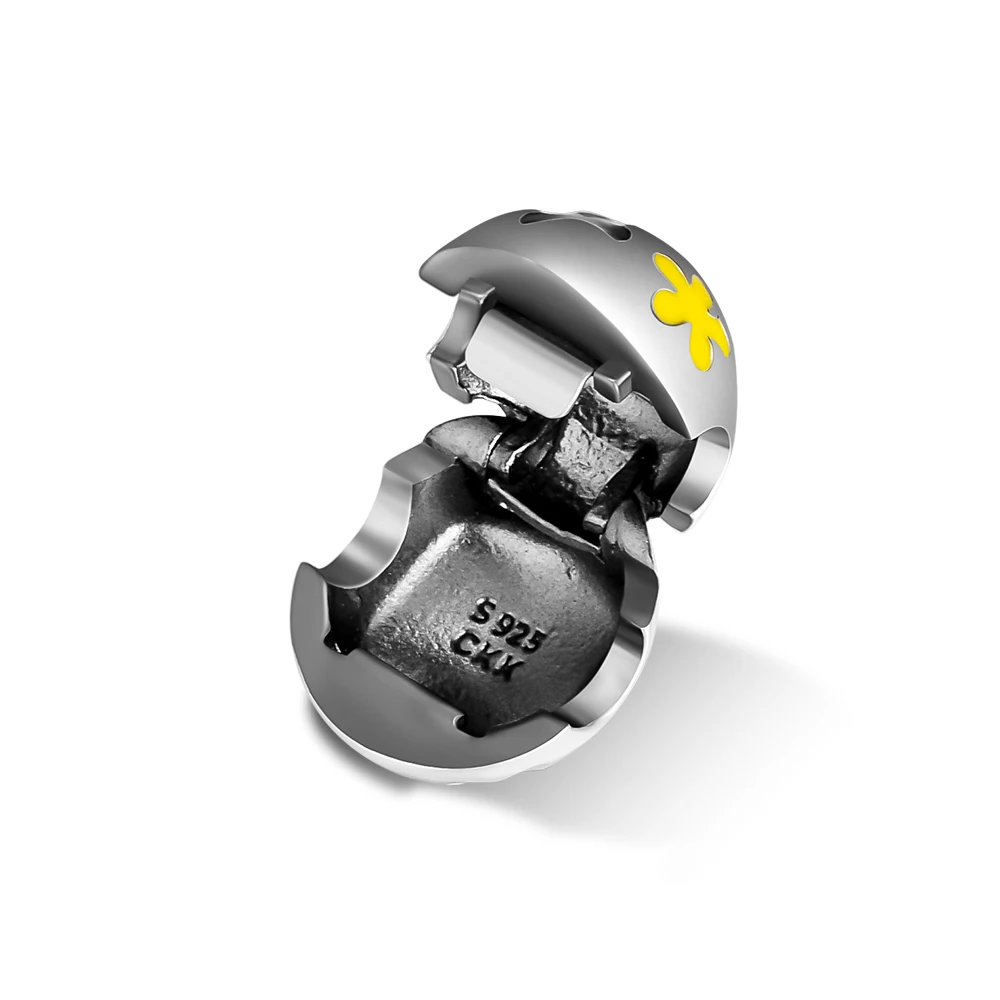 Подходит для Pandora подвески браслеты ромашки клипсы бусины с желтой черной эмалью
