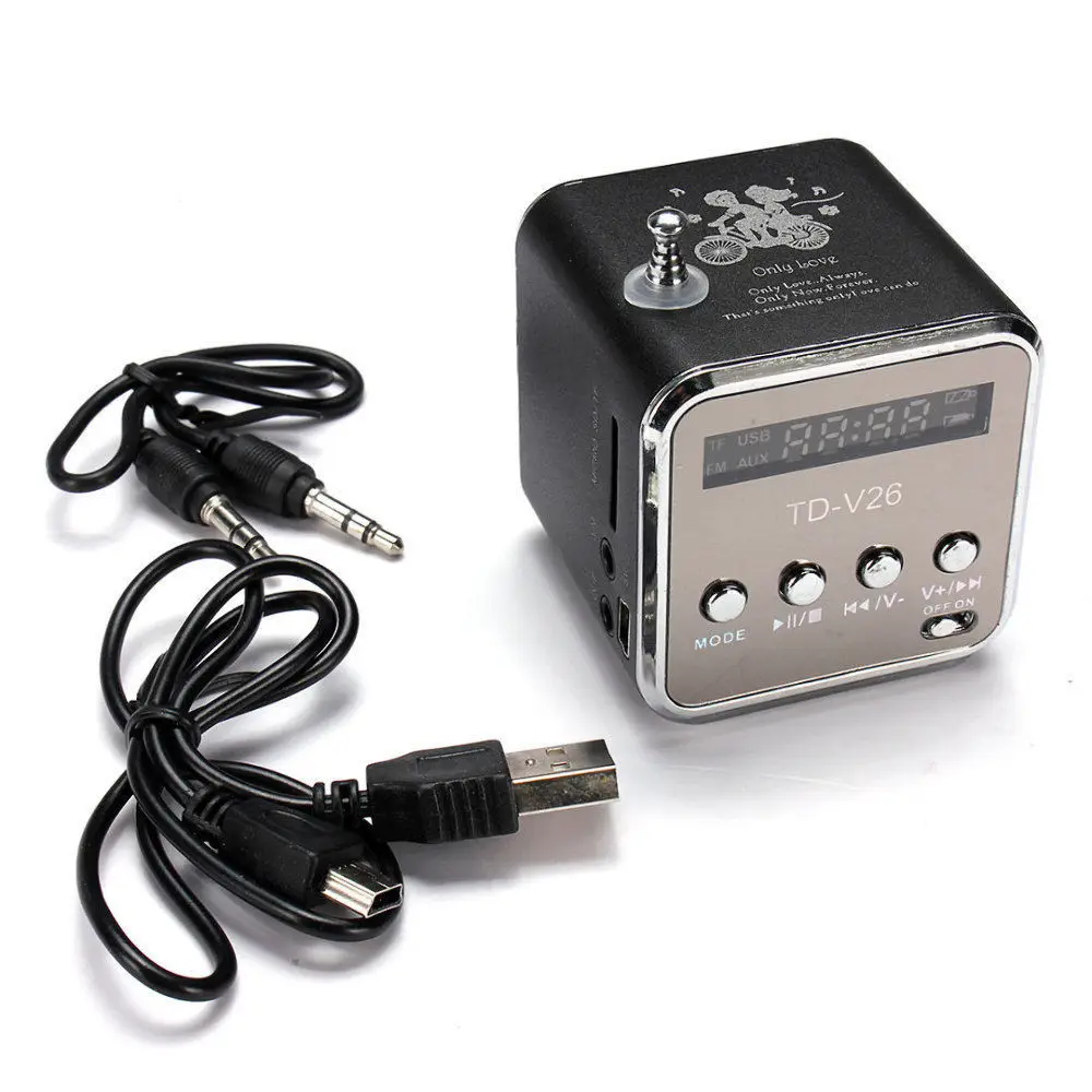 WINBOB TD-V26 Aluminium Digita linternet radio FM receiver SD TF USB Play Stereo Altavoz mini Speaker portable V26RDH | Электроника