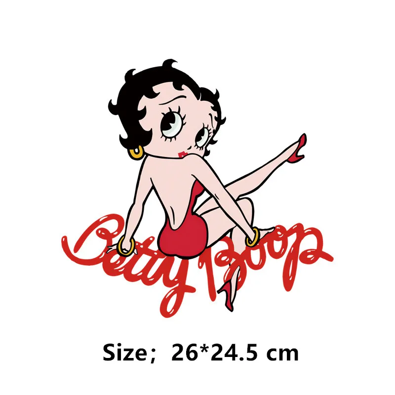 Лидер продаж, Детская футболка BETTY BOOP для девочек с железной заплатка для одежды «сделай сам», одежда нашивки, наклейка с термопереносом