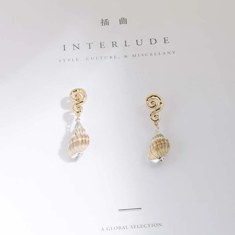 Amaiyllis Bohemia Natural Shell Stud Earrings For Women Chic Geometric Metal S925 Silver Pin Post New Statement Earring | Украшения и