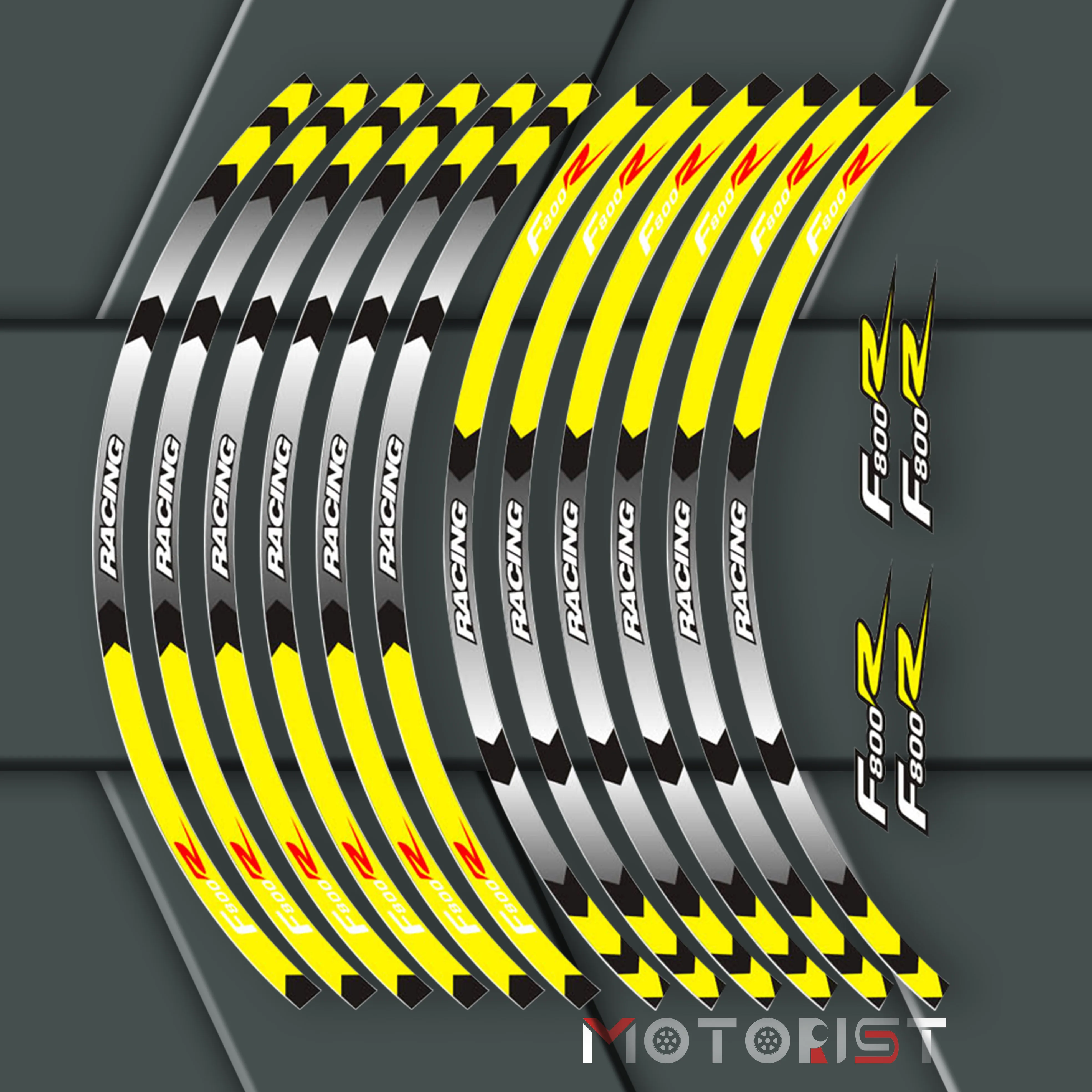 

a set of 12pcs high quality motorcycle wheel decals waterproof Reflective stickers rim stripes For BMW F800R