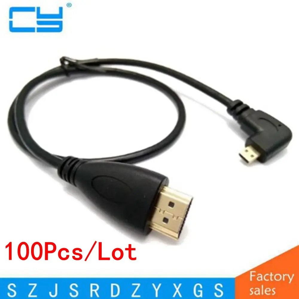 (100pcs/lot) Micro HDMI Cable Left/Right Angled 90 Degree HDMI-compatible to for Digital camera and phones | Электроника