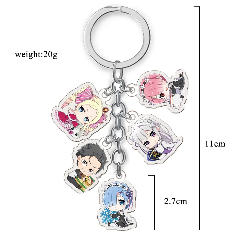 Брелок для ключей 5 в 1 с аниме Re Zero | Украшения и аксессуары