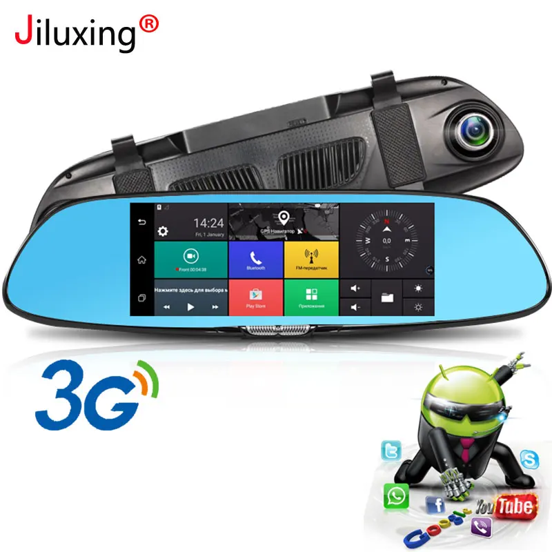 Jiluxing 7 &quotAndroid 5 0 зеркало заднего вида 1080P Автомобильный видеорегистратор 3G GPS