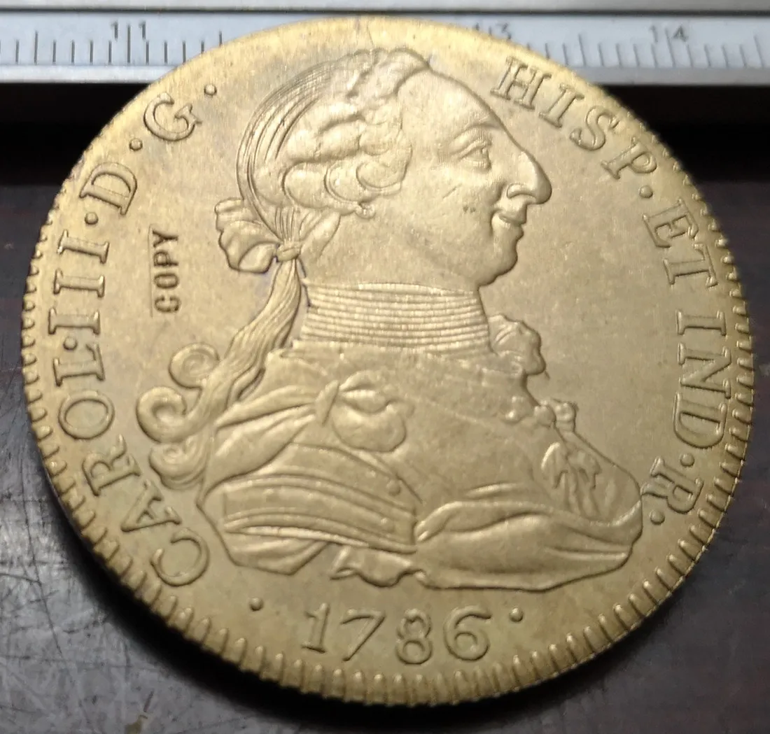 1786 Колумбия-Colonial Real 8 Escudos Gold Имитация монеты