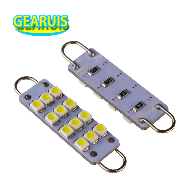 4 шт. Автомобильная жесткая петля Festoon C5W 12 SMD 1210 12SMD 3528 Светодиодный 44 мм купольный