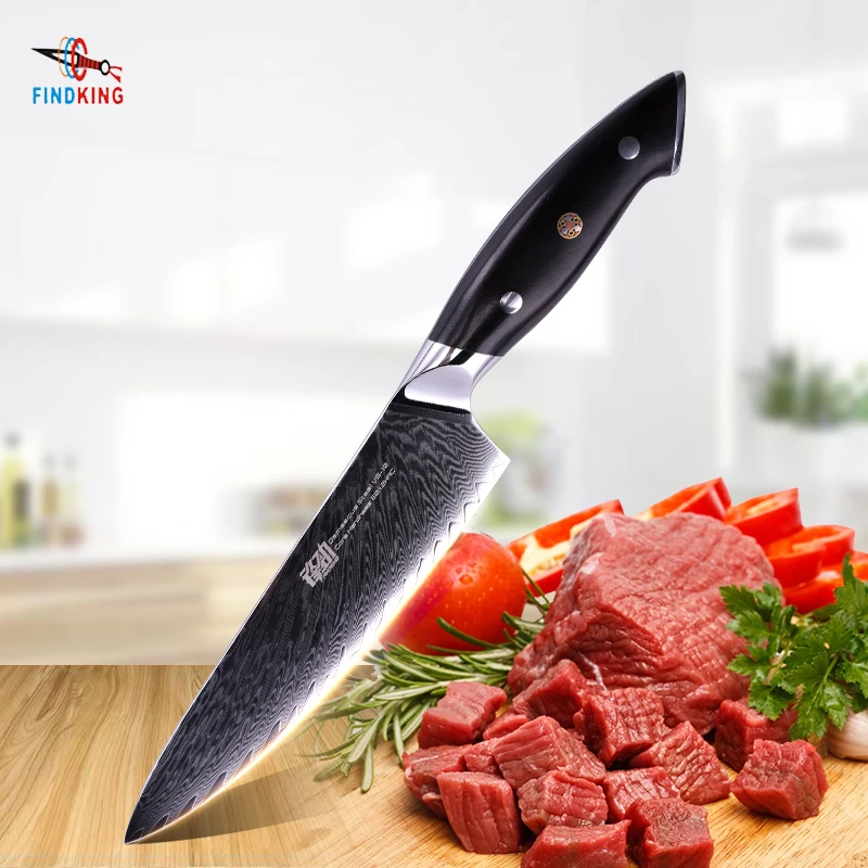 FINDKING профессиональный нож шеф повара Gyuto 67 слоев дамасской стали с деревянной