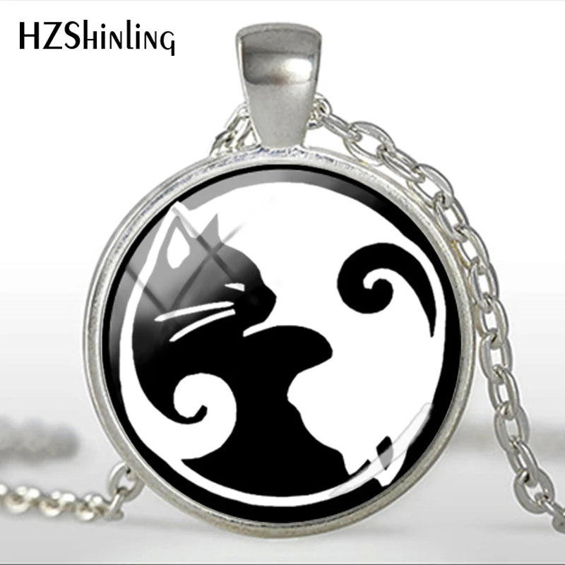 Модное ожерелье с подвеской-кабошоном изображением животных и кошек Ying Yang ручной