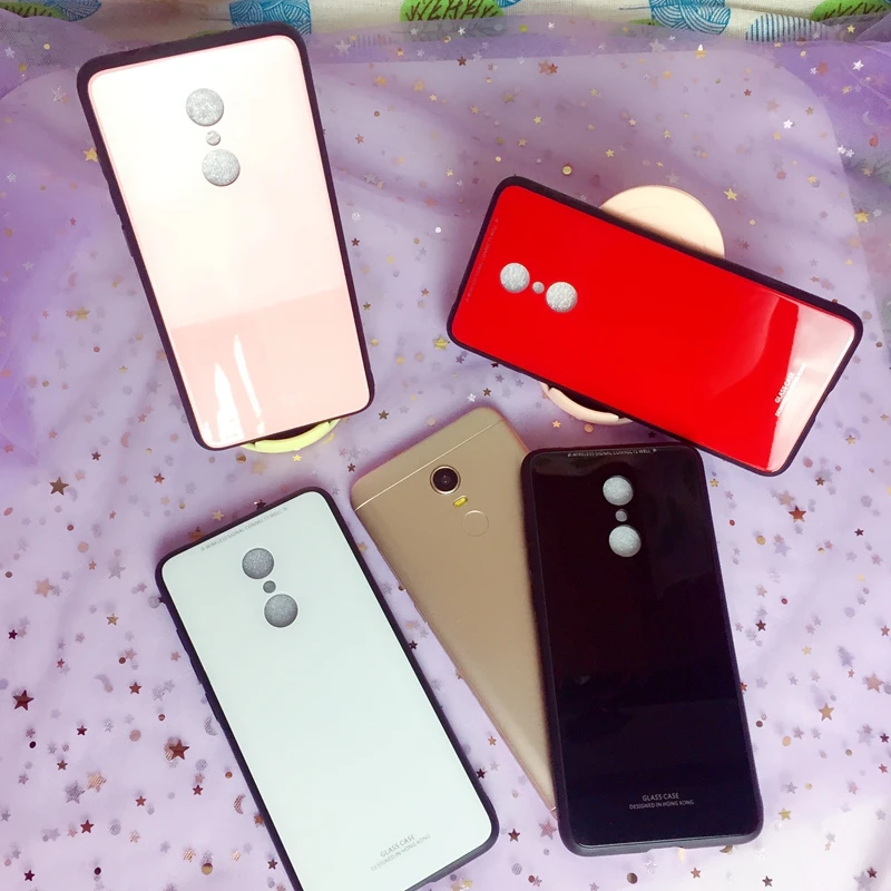 Luxury Tempered Glass Case for Xiaomi Redmi 6A Hard Back Shell Soft TPU Bumper Phone 6 Cover |