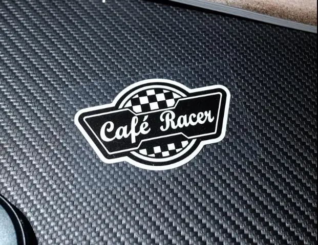 size 9x5.8cm Кафе racer мотоциклетные наклейки Ретро шлем клетчатые наклейки виниловые наклейки для мотокросса Стайлинг автомобиля Байкер Рокер наклейки мотоцикл - Цвет: size 9x5.8cm